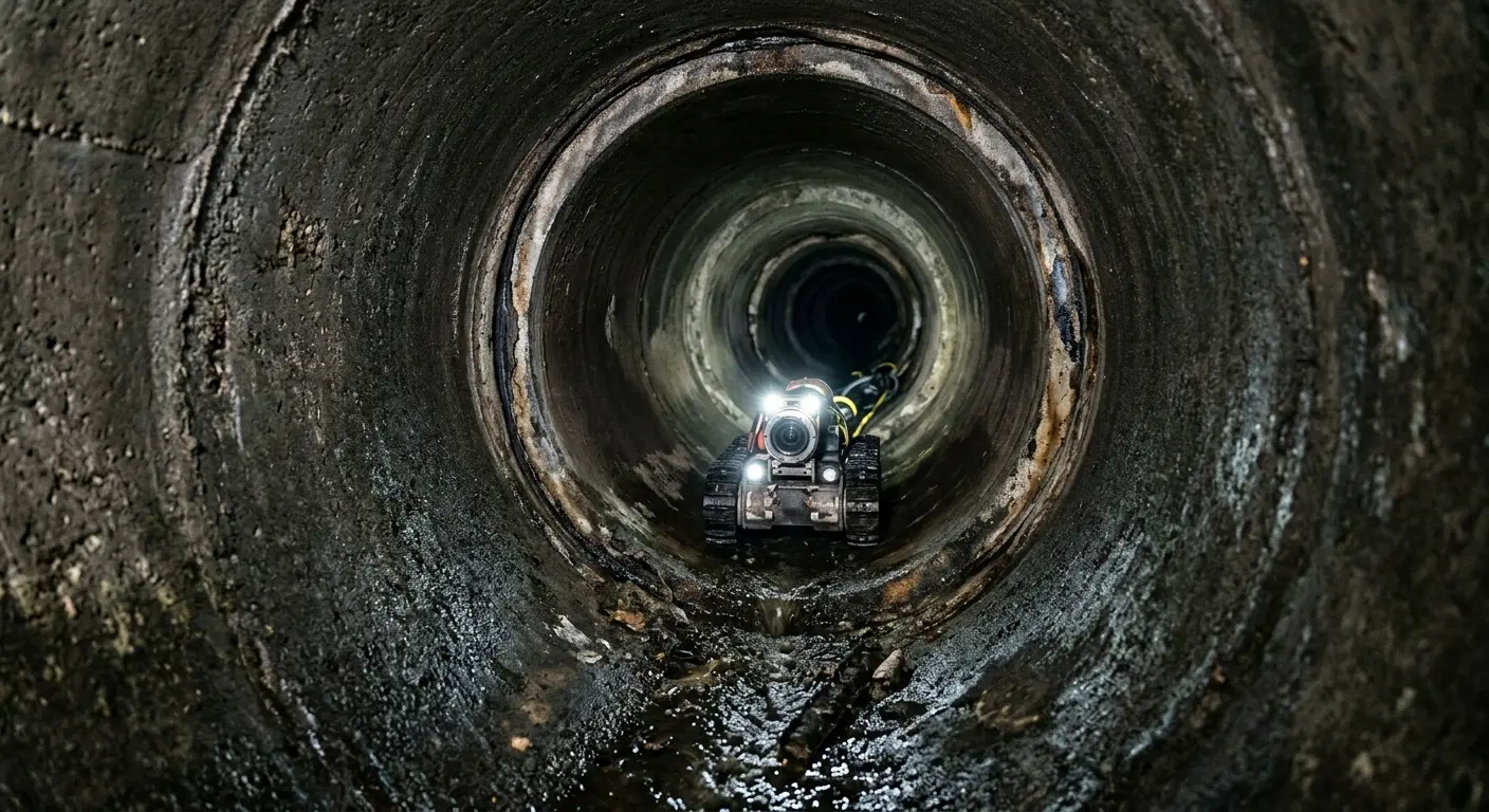 Robotic sewer camera inspecting pipe interior for Sewer Line Repair in Cheney